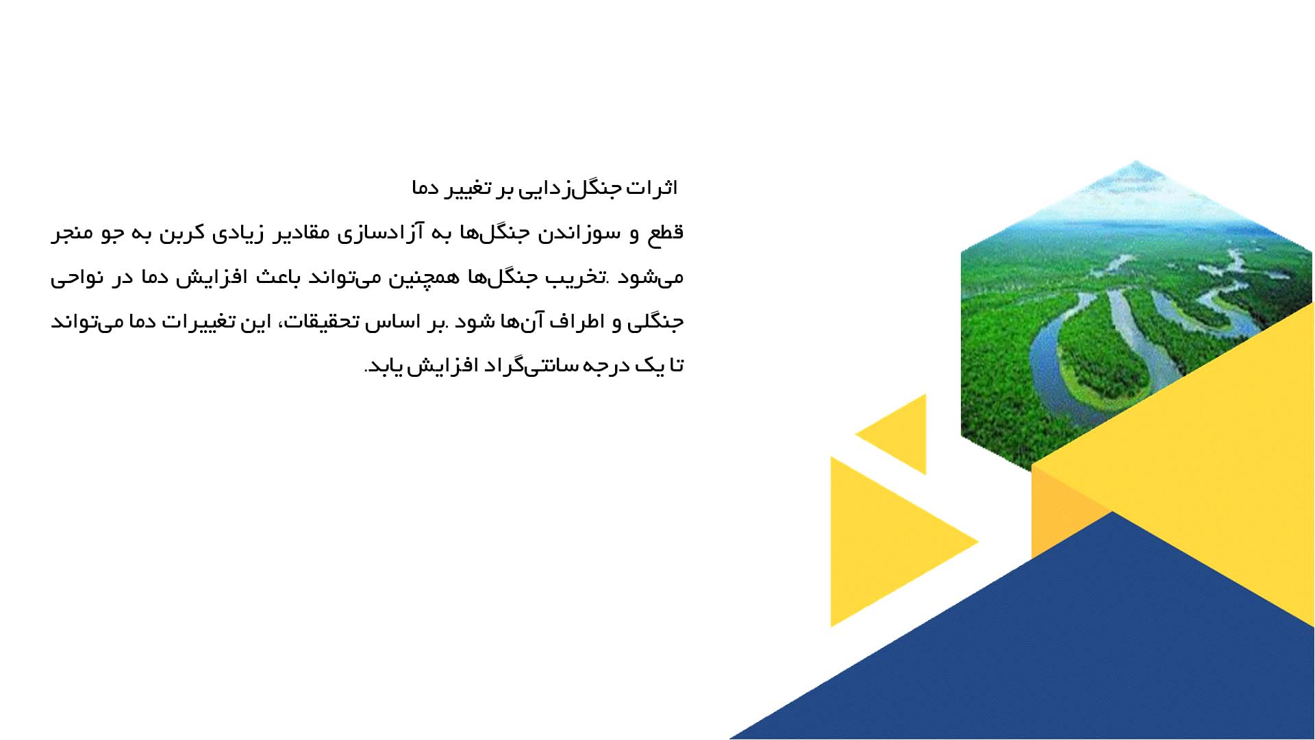 پاورپوینت در مورد اثرات جنگل‌زدایی بر تغییرات آب و هوا